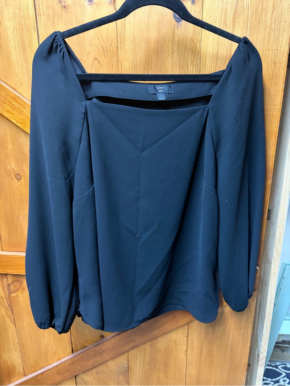 J. Crew Black Square-Neck Long Sleeve Blouse